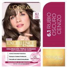 Kit Tintura Excellence Creme Tono 6.1 Rubio Oscuro Ceniza