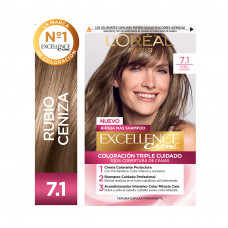 Kit Tintura Excellence Creme Tono 7.1 Rubio Ceniza
