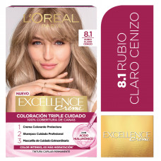 Kit Tintura Excellence Creme Tono 8.1 Rubio Claro Ceniza