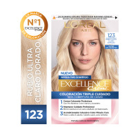 Kit Tintura Excellence Creme Ultra Aclarante Tono 123 Rubio Ultra Claro Dorado