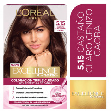 Kit Tintura Excellence Creme Tono 5.15 Castaño Claro Cenizo Caoba
