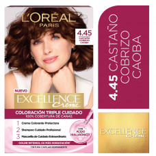 Kit Tintura Excellence Creme Tono 4.45 Castaño Cobrizo Caoba