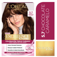 Kit Tintura Excellence Creme Tono 5.7 Chocolate Caramelo