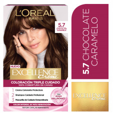 Kit Tintura Excellence Creme Tono 5.7 Chocolate Caramelo