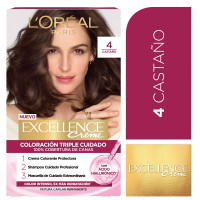 Kit Tintura Excellence Creme Tono 4 Castaño Oscuro Profundo 