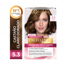 Kit Tintura Excellence Creme Tono 5.3 Castaño Claro Dorado